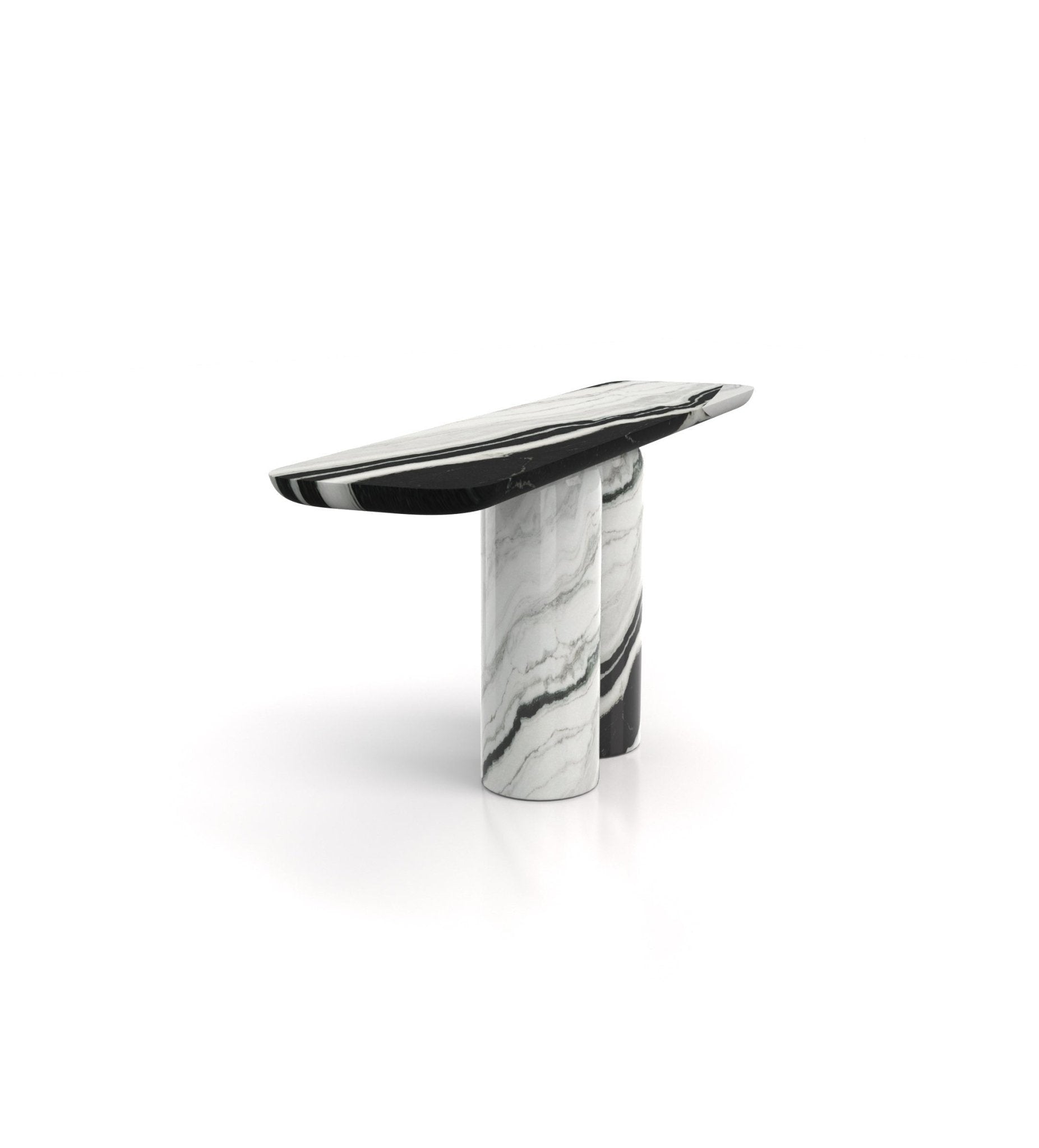 White Black Veined Marble Console Table - Side Angle | Stonegems