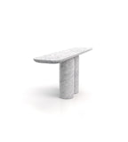Bianco Carrara White Marble Ravenna Alta Console Table - Three Quarter View | Stonegems