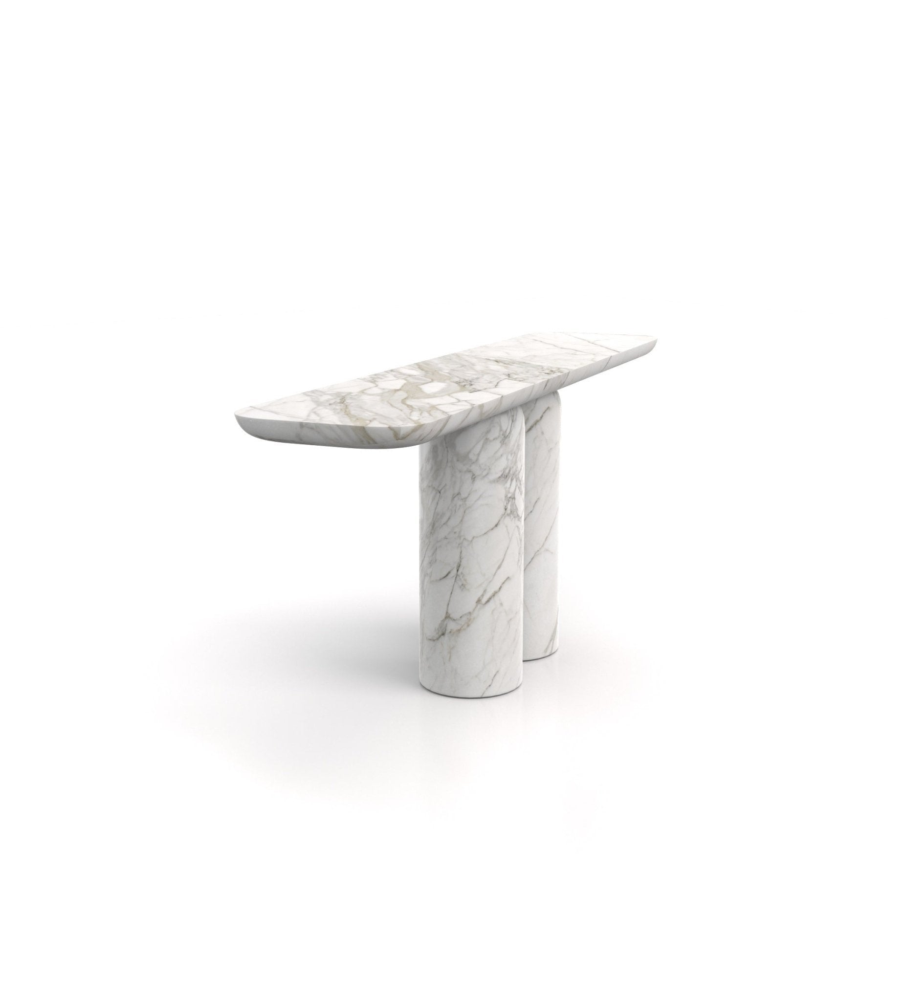 Stone Marble Monolith Long Narrow Modern Console Table