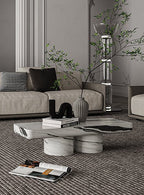 Modern White Marble Coffee Table - Lifestyle Close-Up Detail | Stonegems