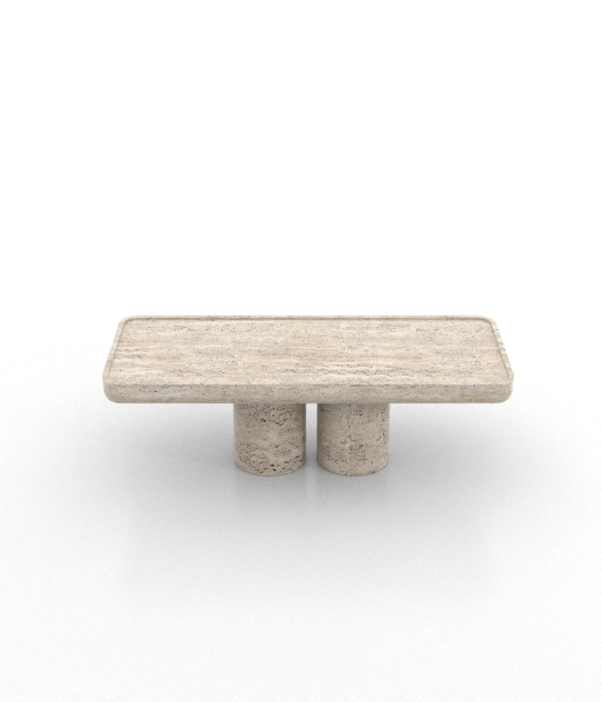 Travertine Unfilled Natural Stone Rectangular Coffee Table - Side View | Stonegems