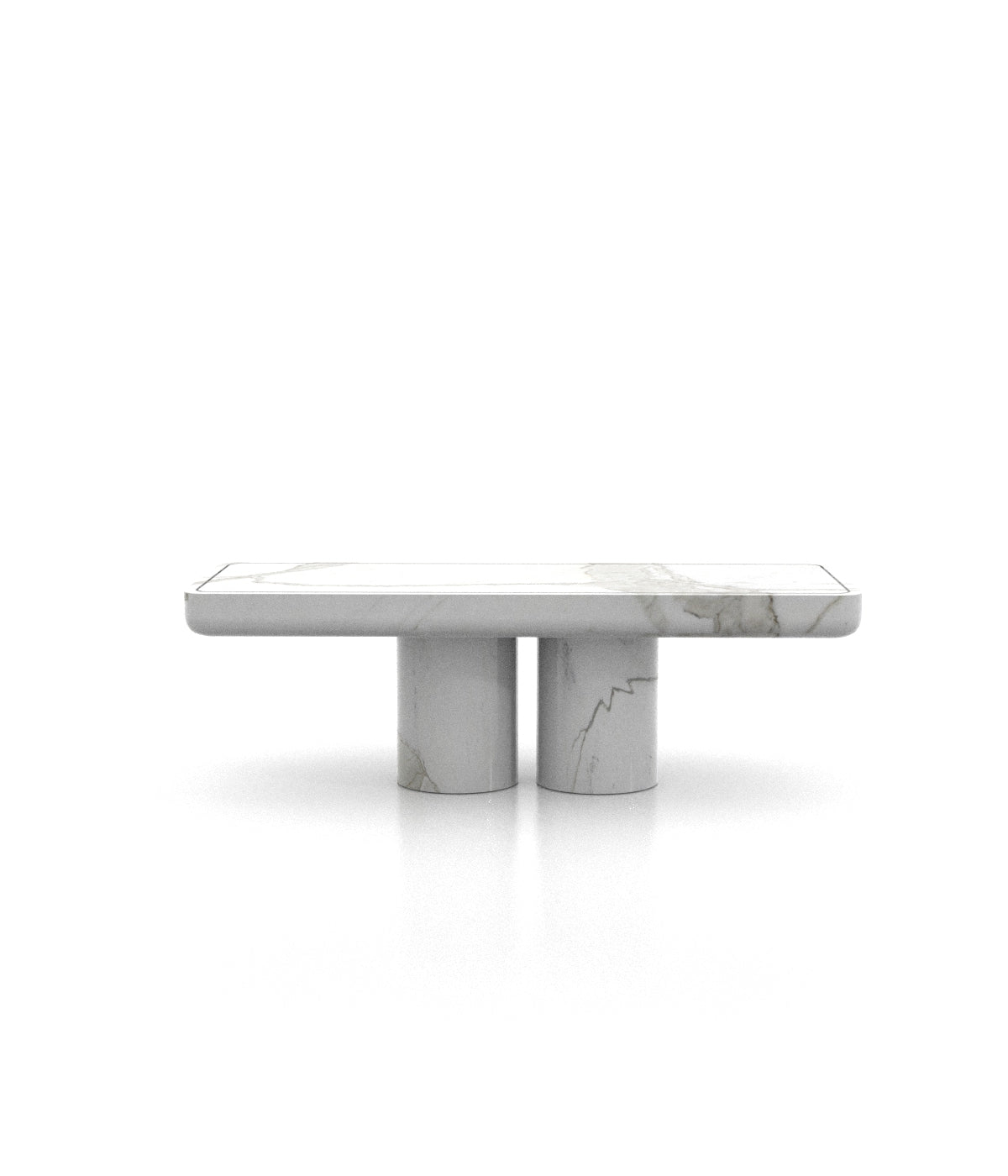 Long Rectangular Monolithic Stone Marble Modern Coffee Table