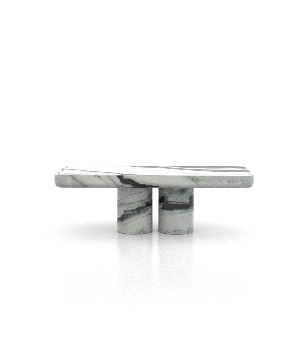 Arabescato White Grey Marble Rectangular Coffee Table - Profile View | Stonegems