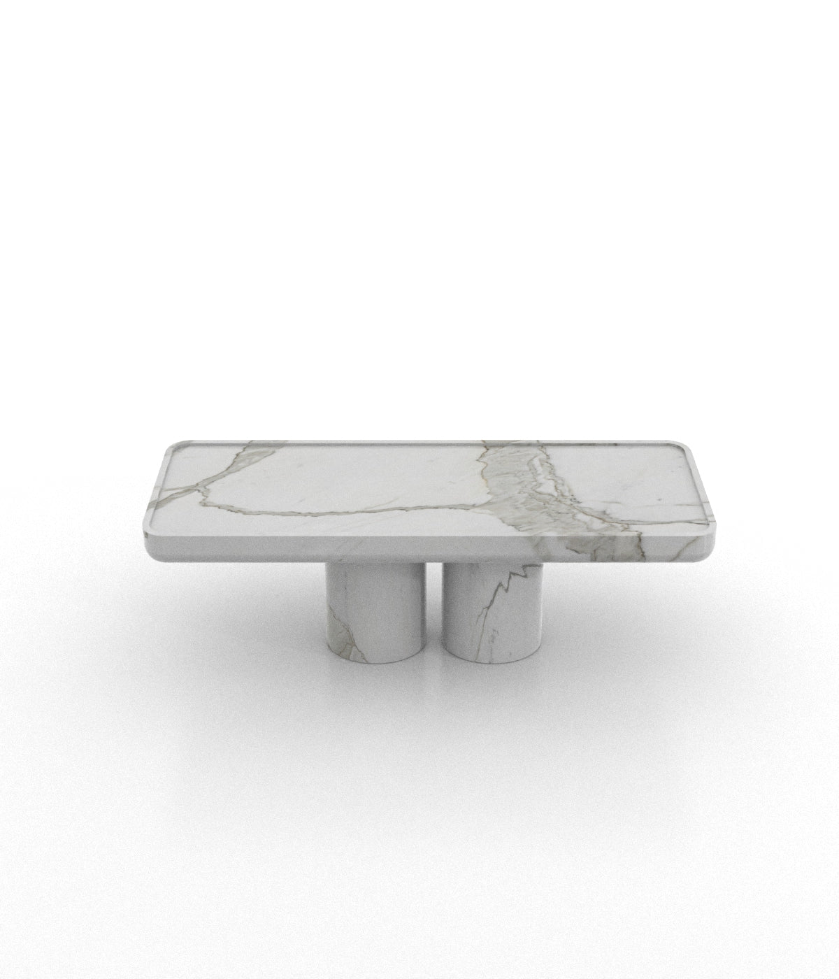 Long Rectangular Monolithic Stone Marble Modern Coffee Table