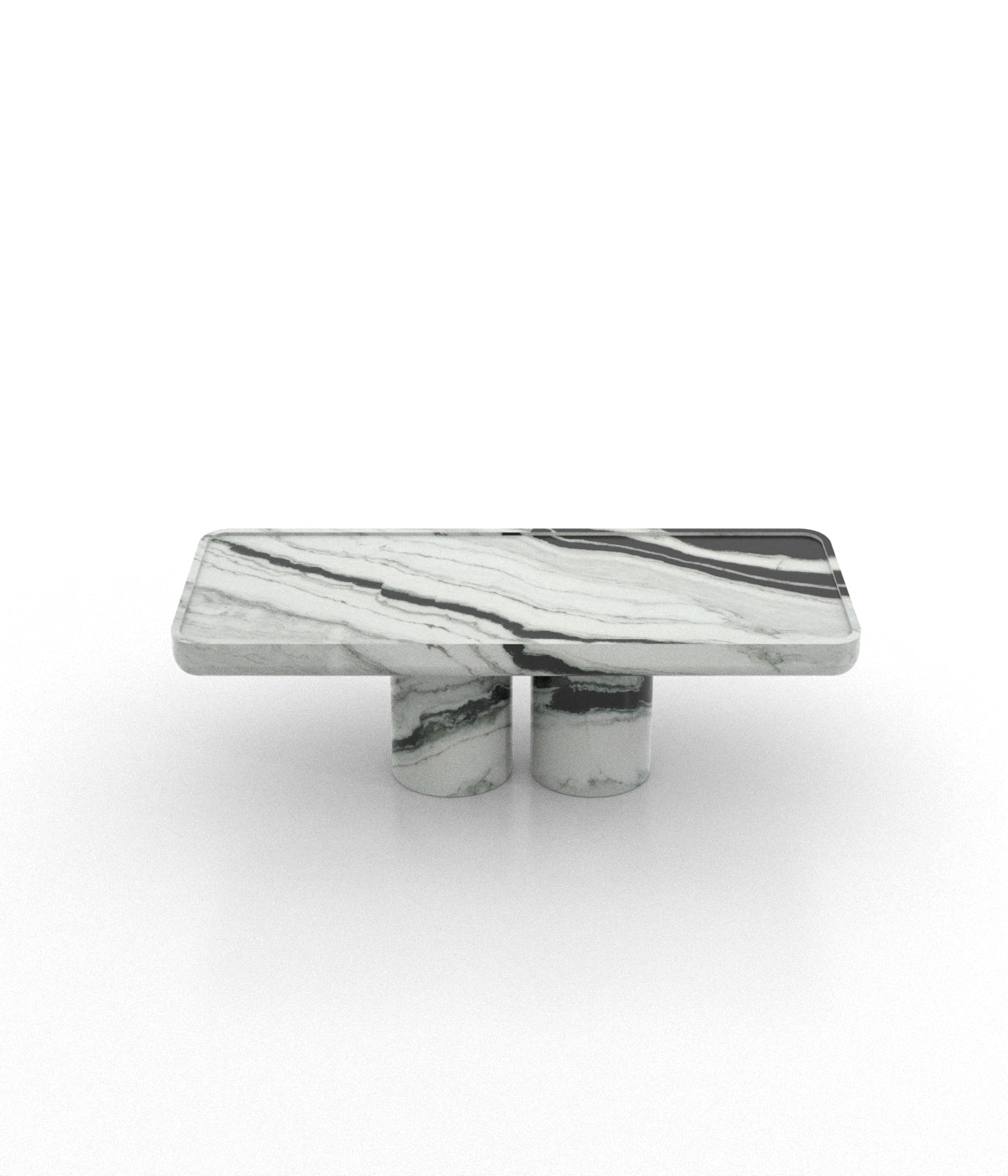Long Rectangular Monolithic Stone Marble Modern Coffee Table