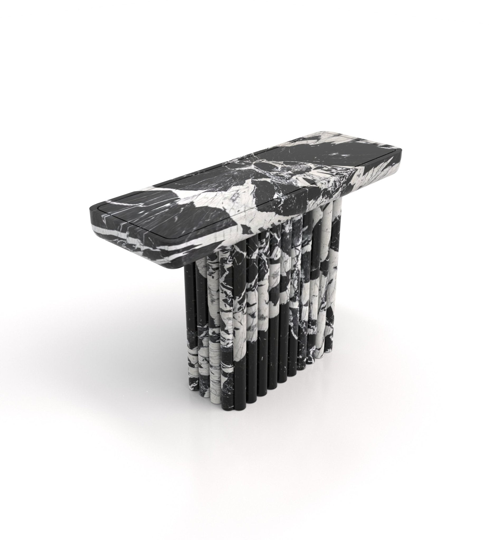 Stone Marble Monolith Long Narrow Modern Entryway Console Table