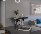 Black White Veined Marble Console Table - Modern Entryway Setting | Stonegems