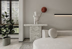 Arabescato Marble Console Table with Fluted Base - Styled Entryway Detail | Stonegems