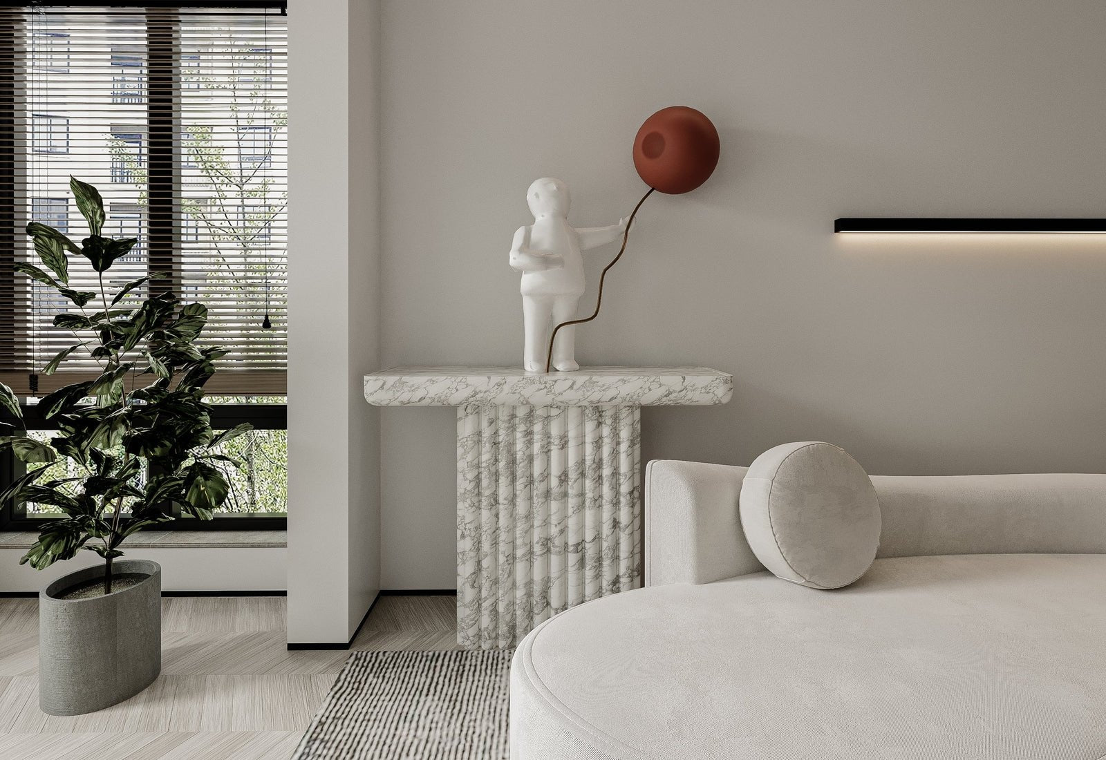 Stone Marble Monolith Long Narrow Modern Entryway Console Table