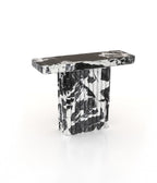 Black White Marble Entryway Console Table - Three Quarter View | Stonegems