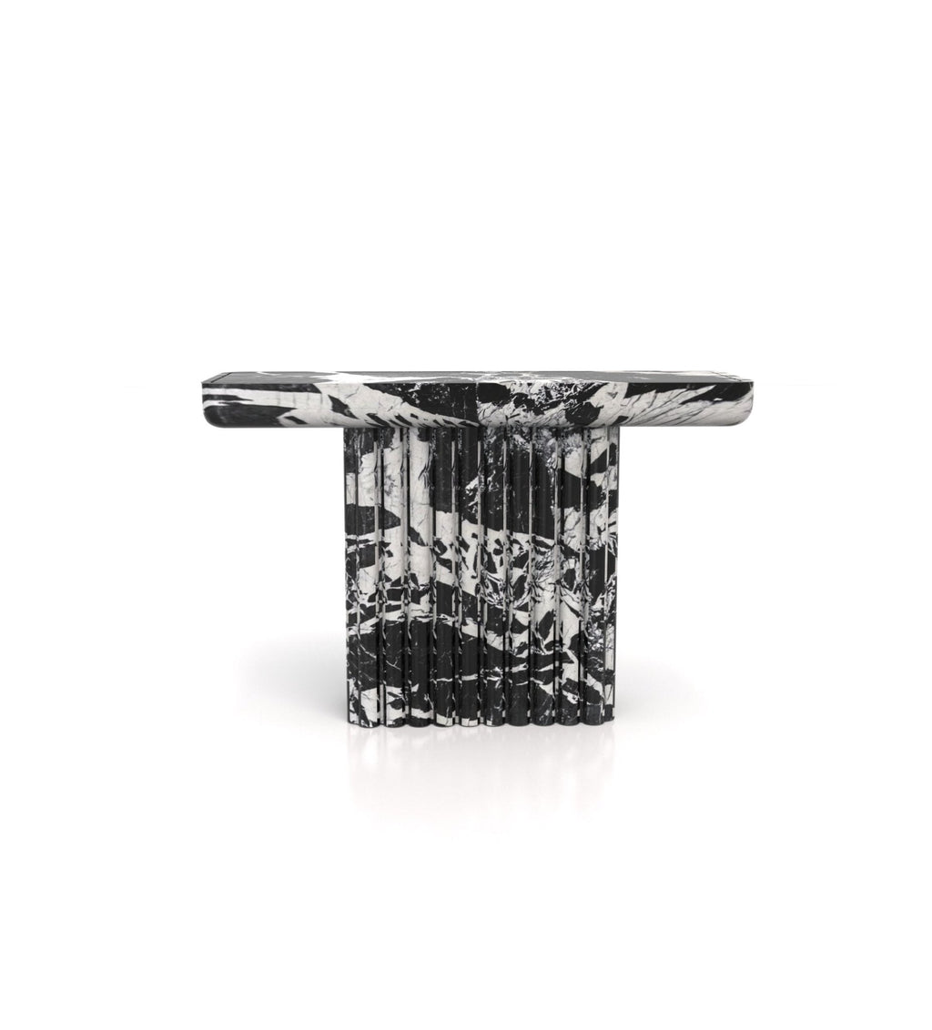 Black White Marble Monolith Console Table - Front View | Stonegems