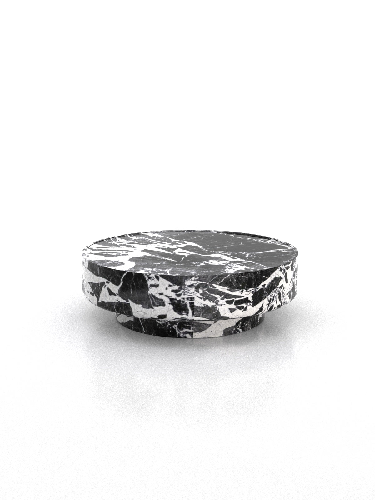 Black Marble Romolo Round Coffee Table - Side Profile View | Stonegems