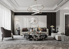 Black Marble Oval Coffee Table - Luxury Living Room Setting | Stonegems