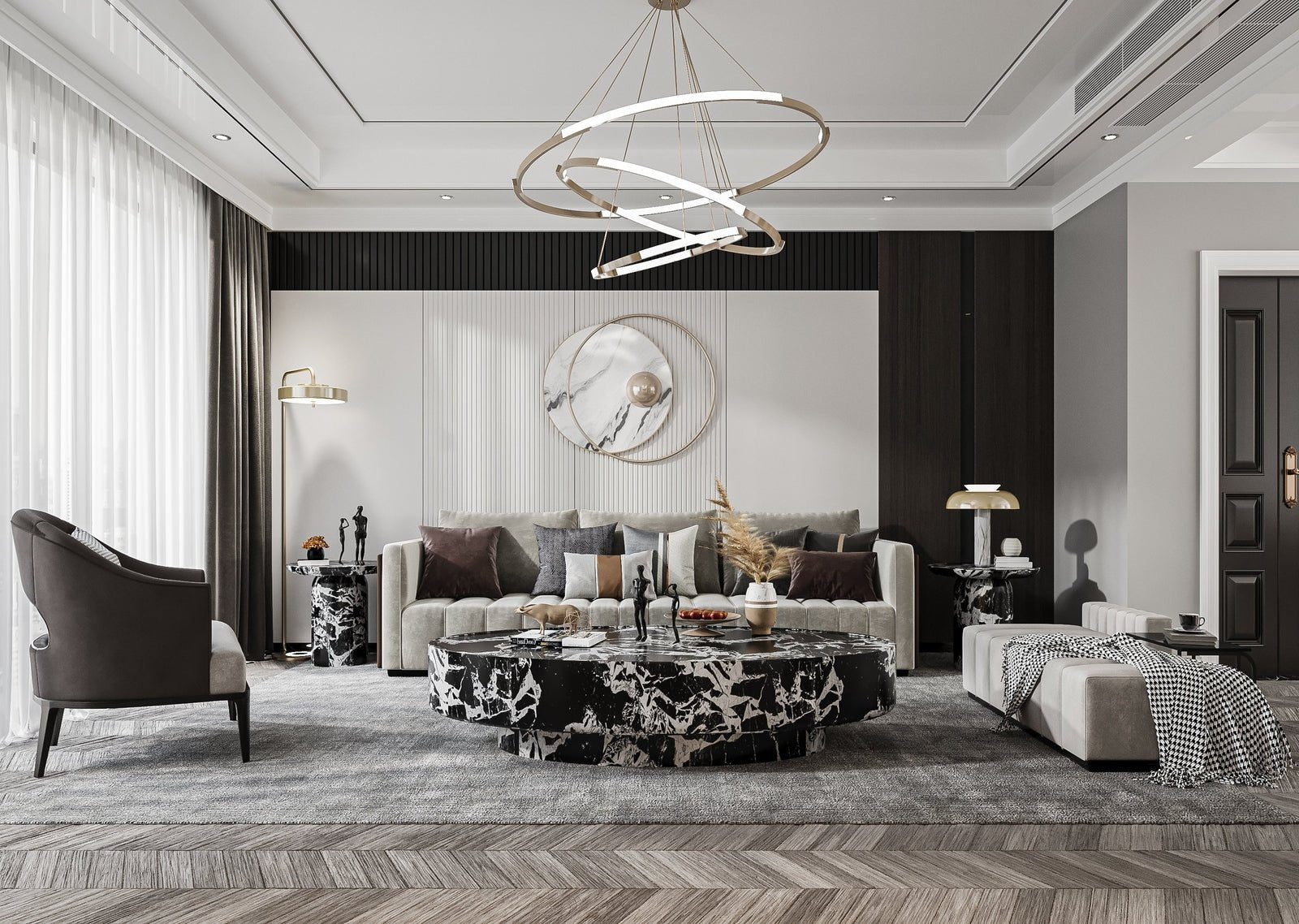 Black Marble Oval Coffee Table - Luxury Living Room Setting | Stonegems