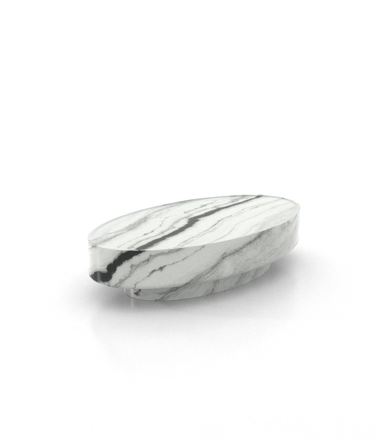 Oval Marble Stone Monolith Modern Coffee Table