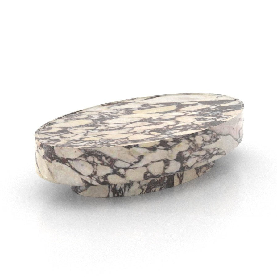 Calacatta Marble Oval Coffee Table - 3D Render View | Stonegems