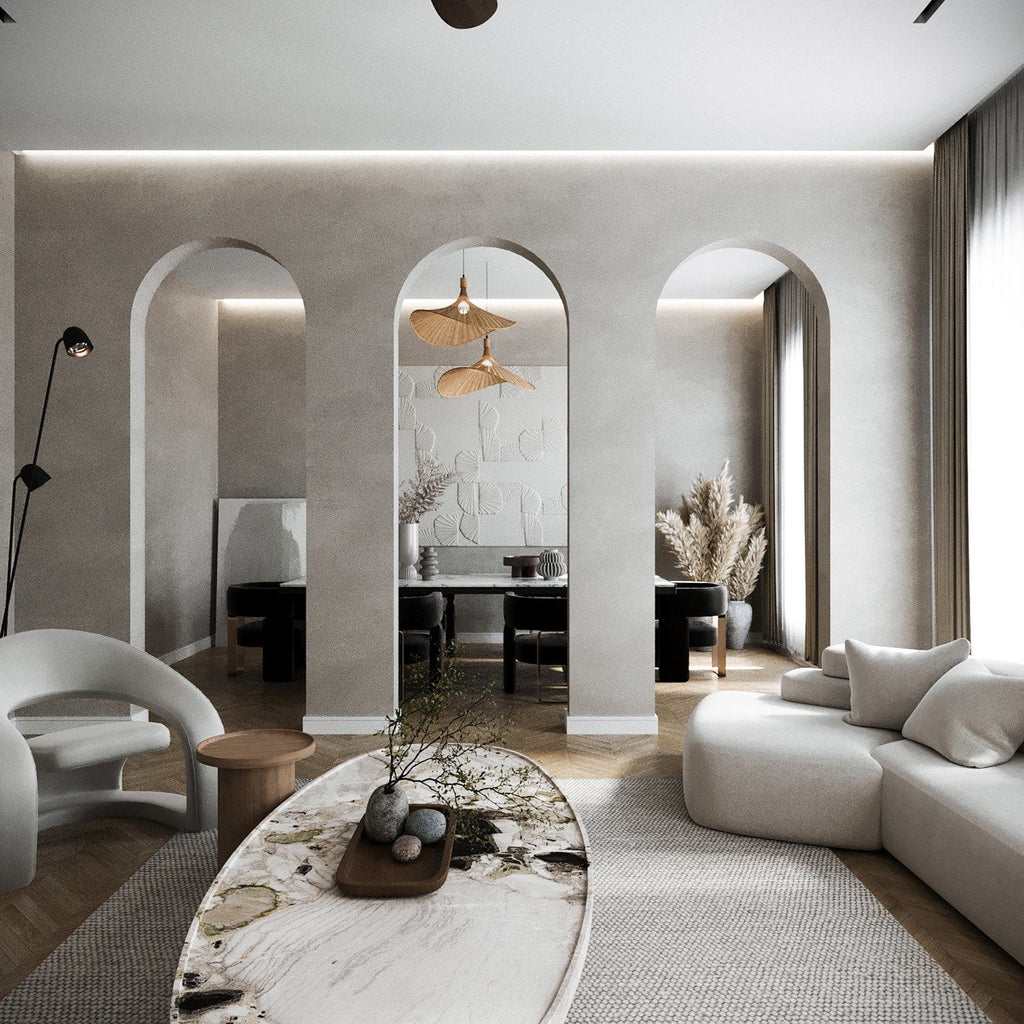 Oval Marble Stone Monolith Modern Coffee Table