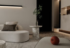 Round Top Marble Stone Monolithic Side End Table