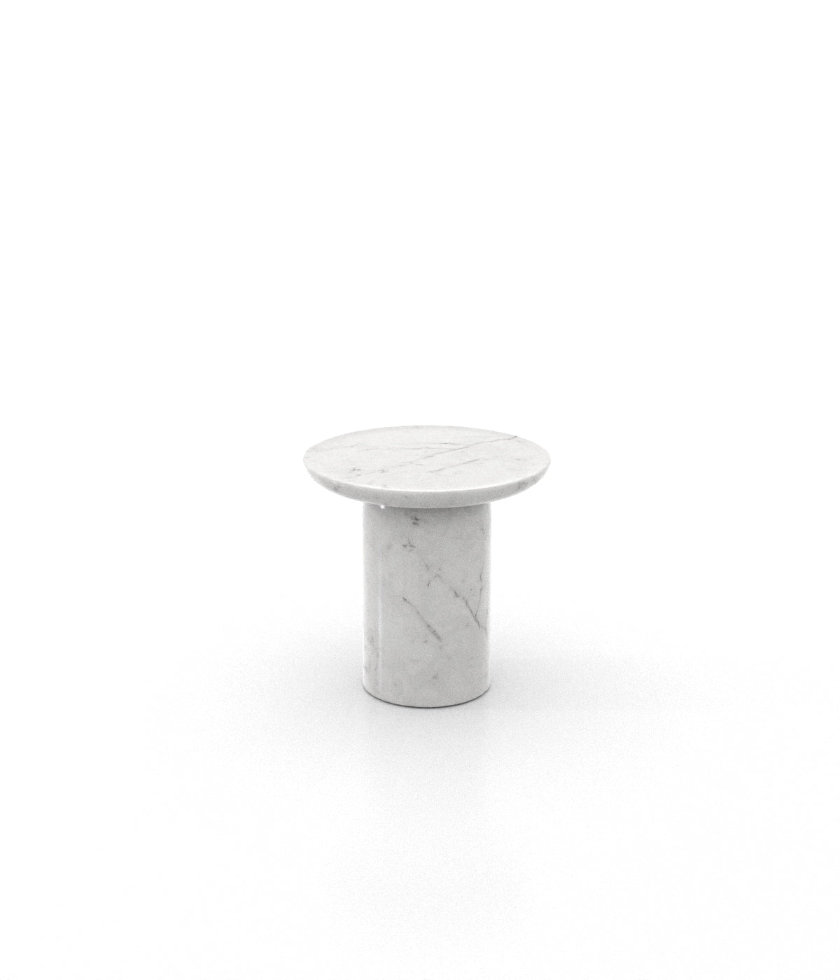 Round Top Marble Stone Monolithic Side End Table