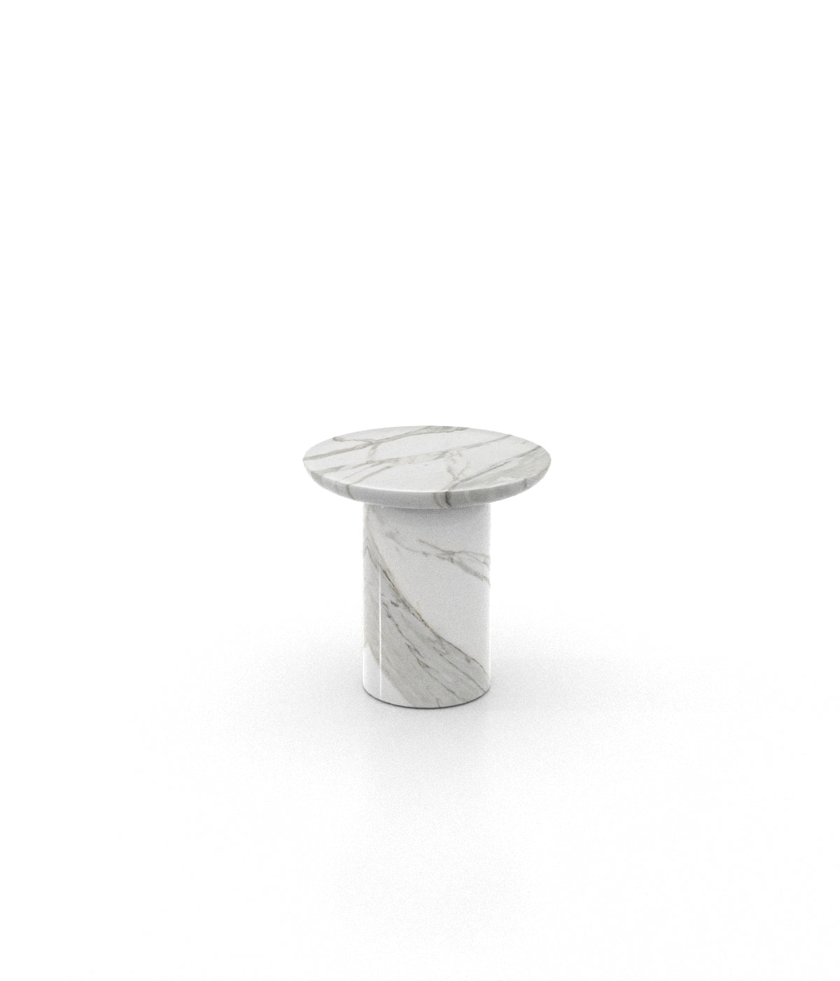 Round Top Marble Stone Monolithic Side End Table