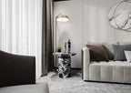 Grand Antique Marble Stone Side Table in Contemporary Living Room Setting | Stonegems