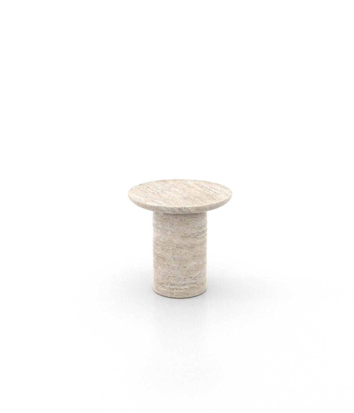 Round Top Marble Stone Monolithic Side End Table