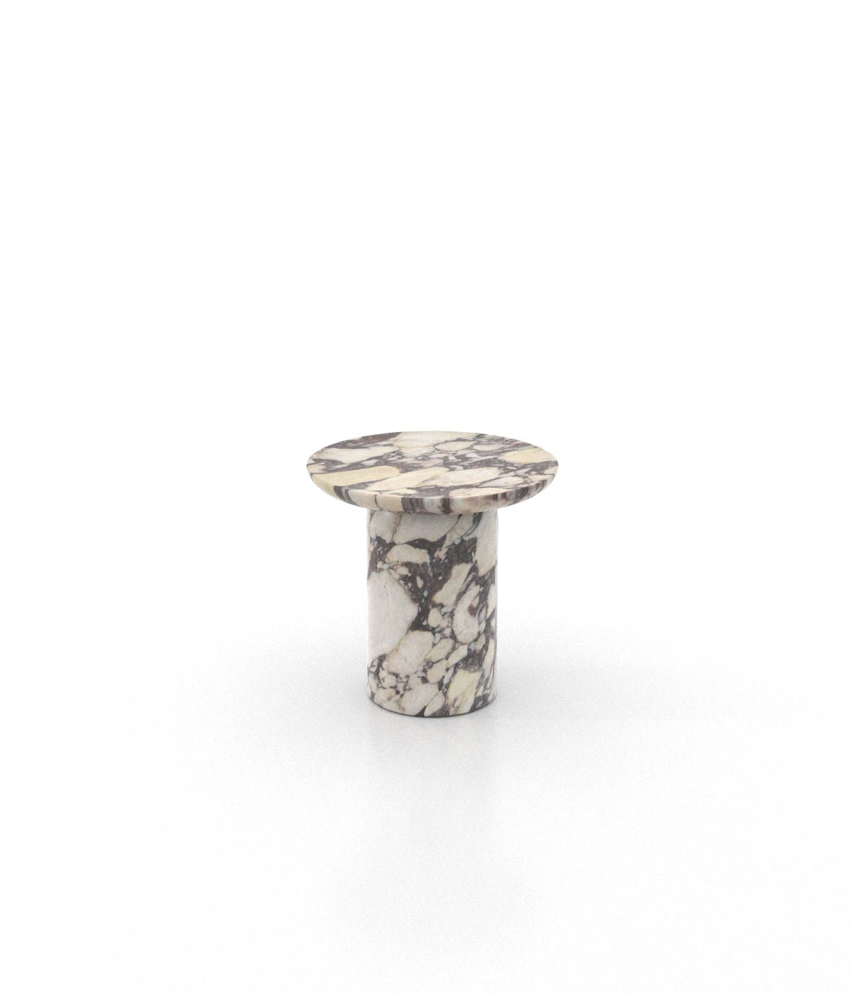 Round Top Marble Stone Monolithic Side End Table
