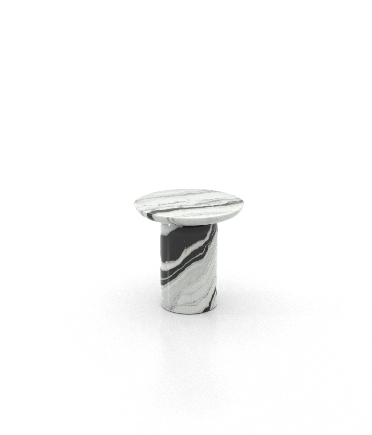 Panda White Marble Romolo Side Table - Perspective View | Stonegems