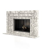 Arabescato White Marble Socrates 3-Tiered Fireplace Surround - Perspective View | Stonegems
