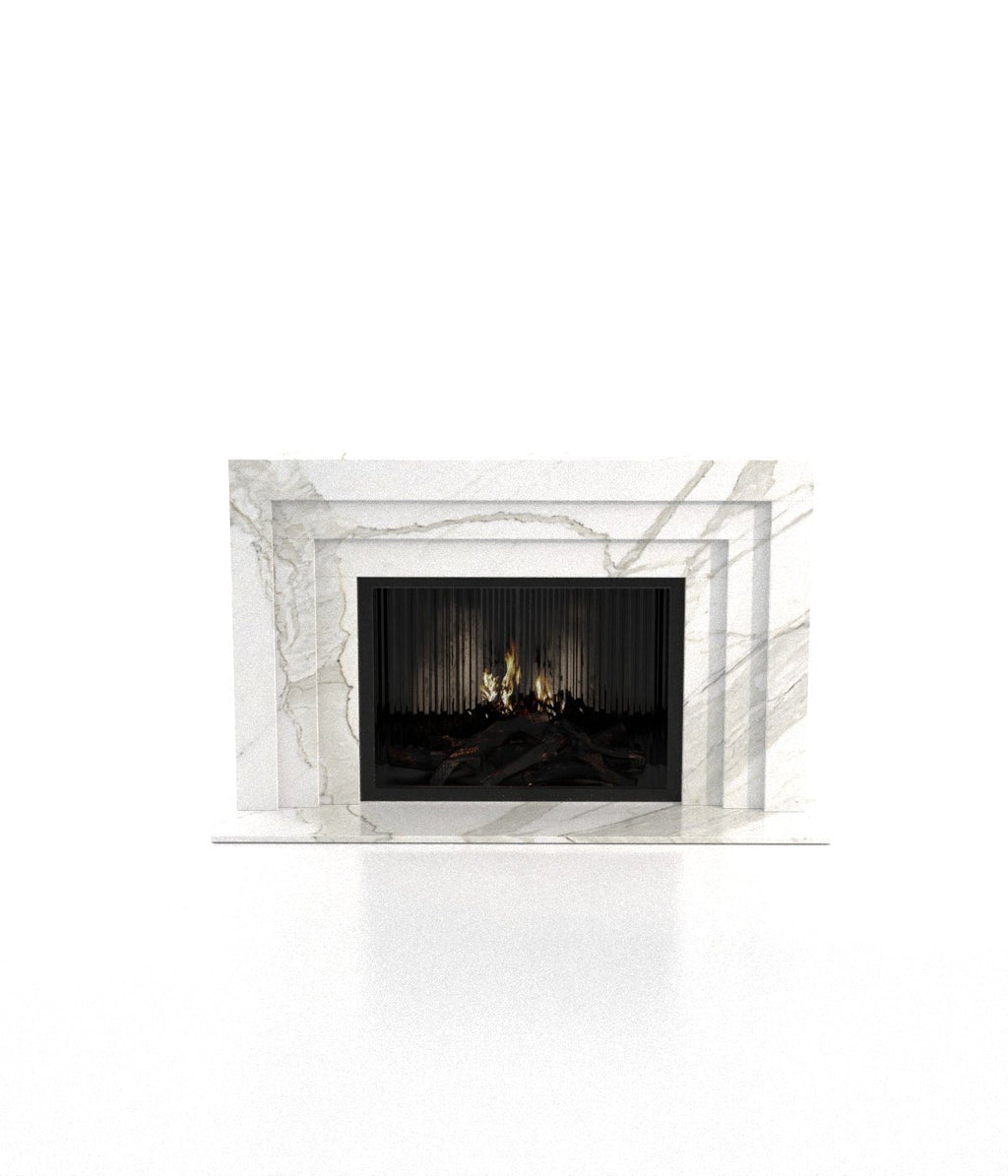 Nero Marquina Solid Black Marble Socrates 3-Tiered Fireplace Surround - Front Detail | Stonegems