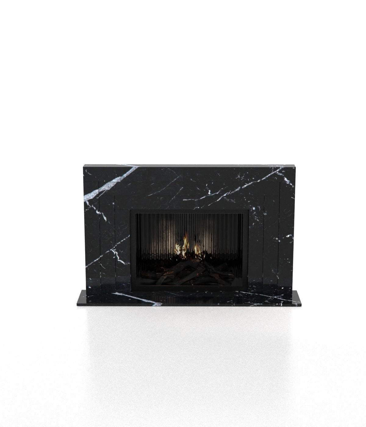 Black Marble Socrates 3-Tiered Fireplace - Front View | Stonegems