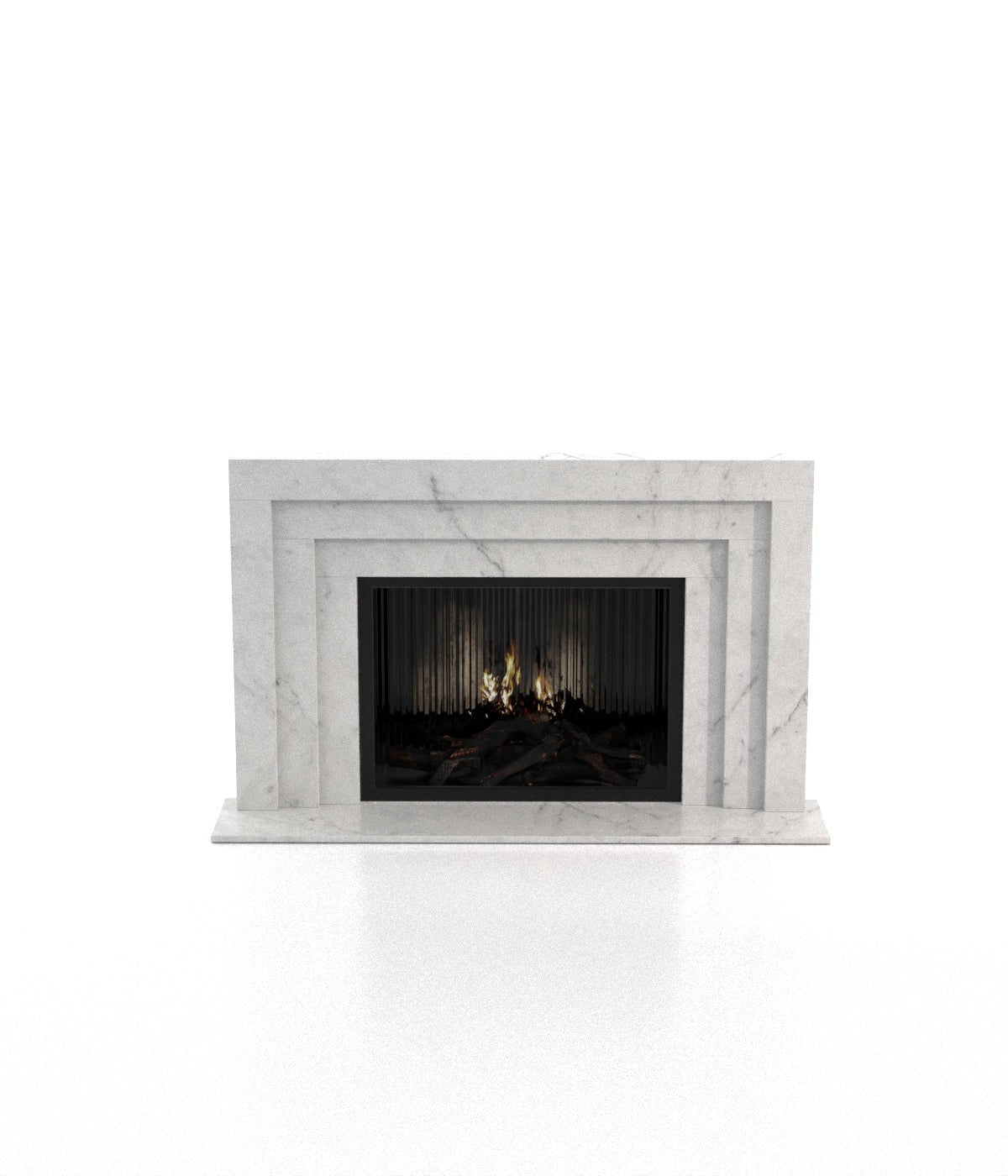 Light Grey Marble Socrates 3-Tiered Fireplace - Front View | Stonegems