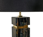 Dark Tiger Eye Stone Base Detail with Brass Hardware | Stonegems