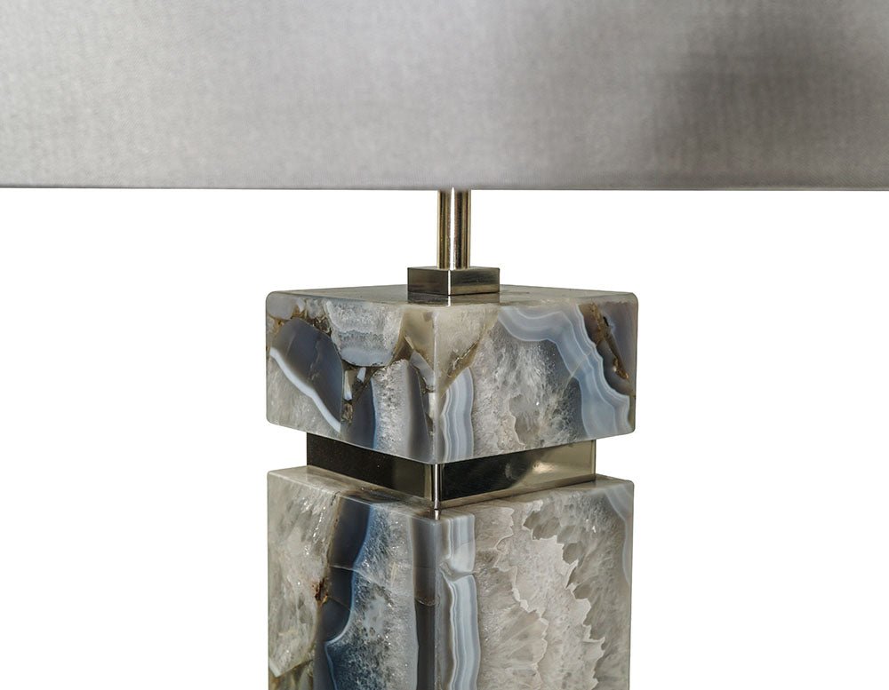 Natural Agate Stone Base Close-Up Detail with Brass Accent | Stonegems