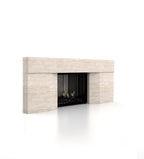 Beige Travertine Stonehenge Marble Fireplace - Front View | Stonegems
