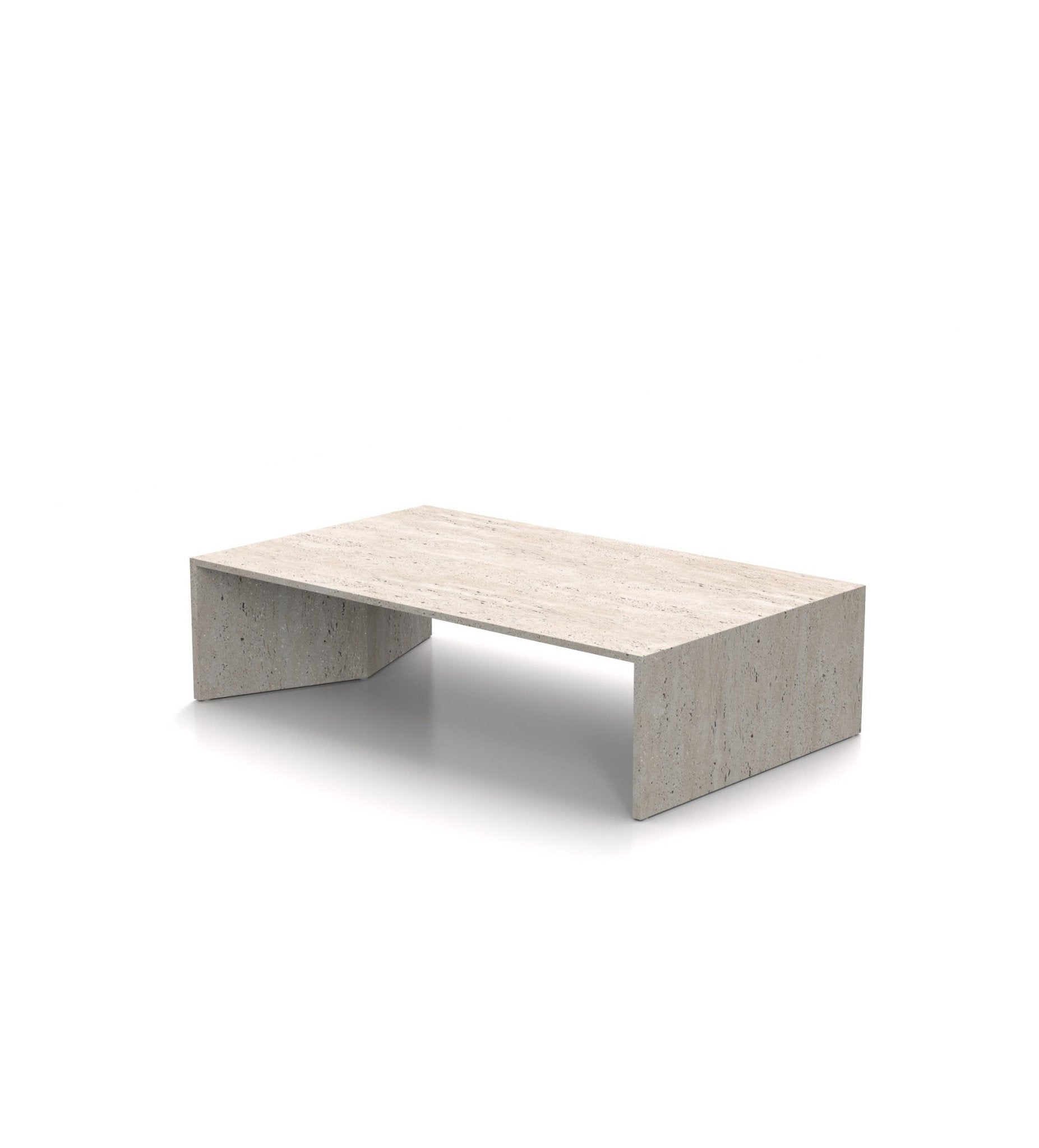 Cream Travertine Stratos Rectangular Coffee Table - Side Angle | Stonegems