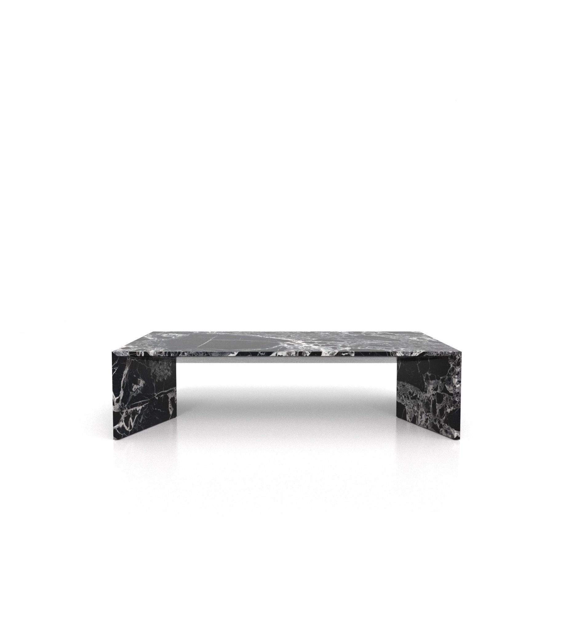 Black Marble Stratos Rectangular Coffee Table - Side Profile | Stonegems