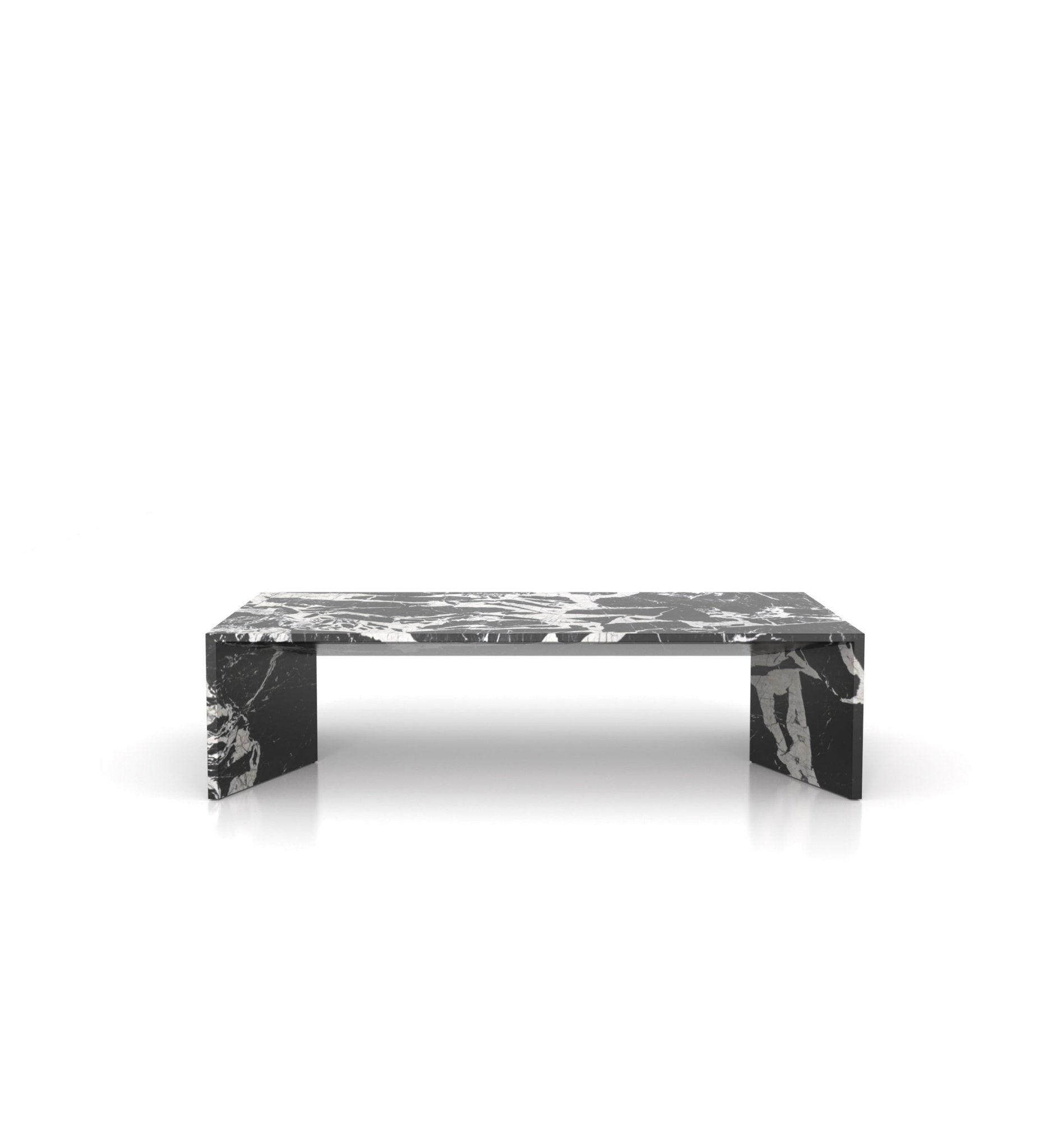 Black Veined Marble Stratos Coffee Table - Front Angle | Stonegems
