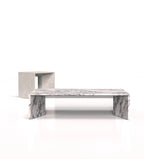 Calacatta Marble Coffee Table Set - Side View with Matching Side Table | Stonegems