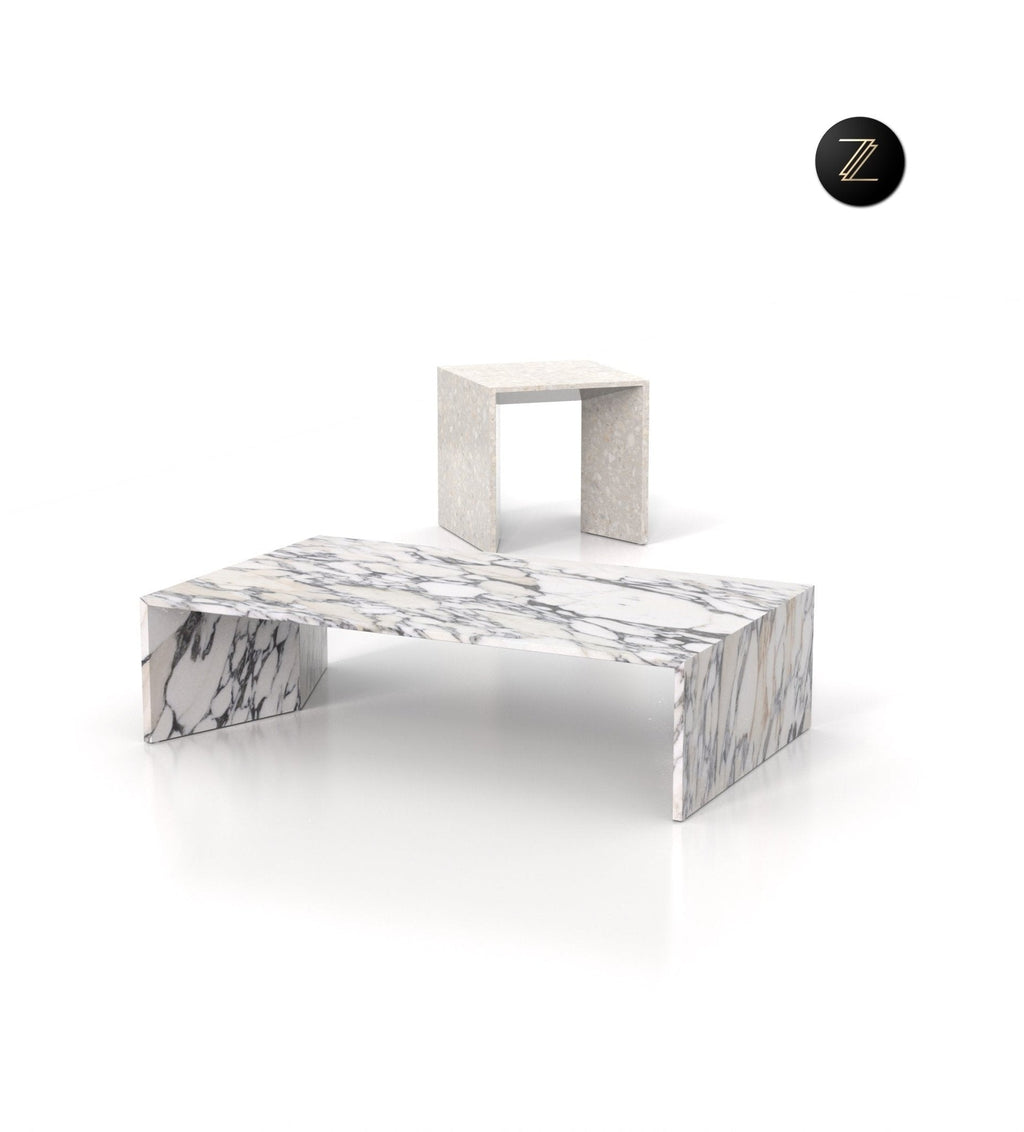 White Marble Coffee Tables Set - Side Table & Coffee Table Display | Stonegems
