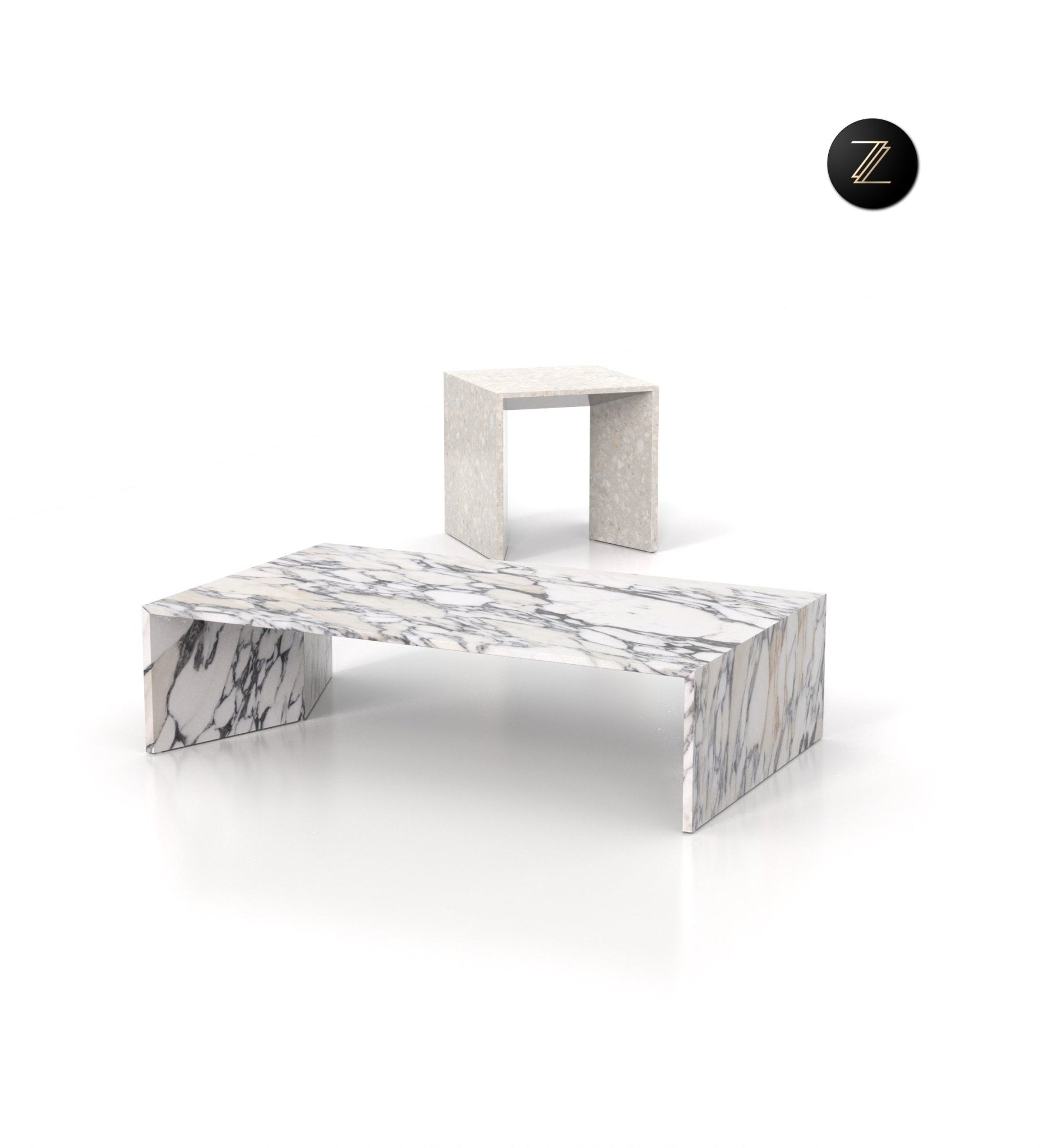 White Marble Coffee Tables Set - Side Table & Coffee Table Display | Stonegems