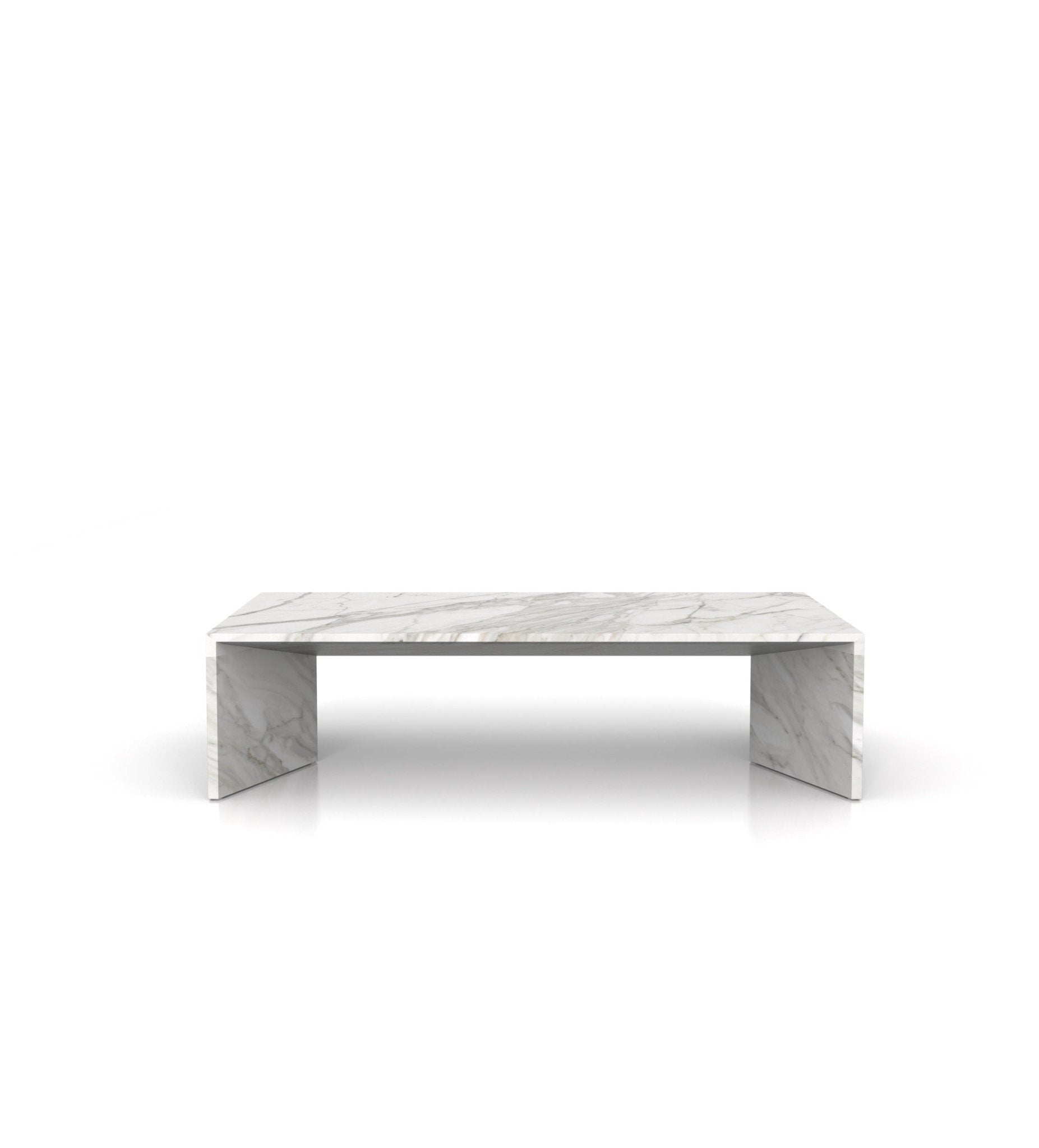 White Carrara Marble Coffee Table - Three Quarter Angle | Stonegems