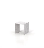 Arabescato Marble Stone End Table - Three-Quarter Angle | Stonegems