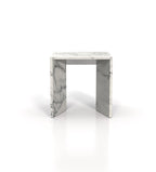 Arabescato Marble Square Side Table - Front Profile View | Stonegems