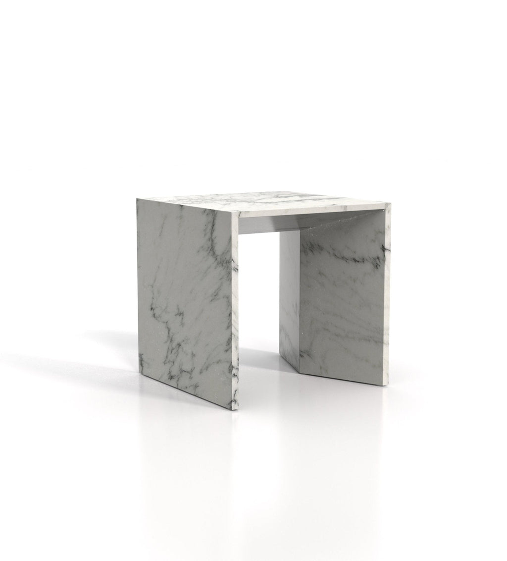 Natural Stone Square Side Table - Left Side View | Stonegems