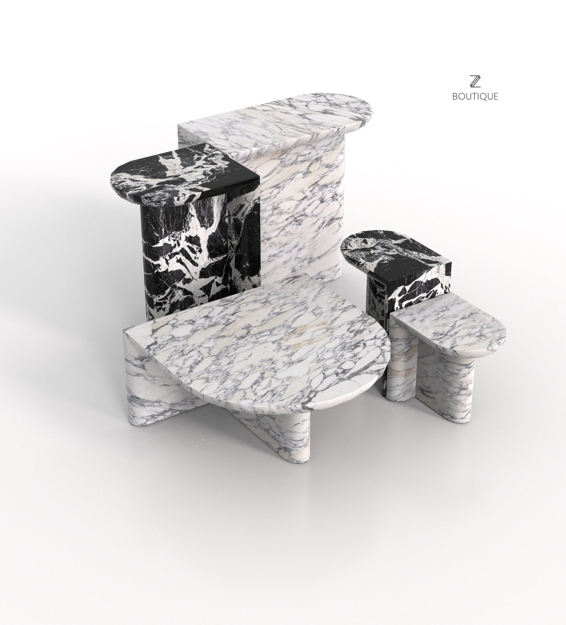 Mixed Marble Coffee Tables Achilles - Group Arrangement | Stonegems