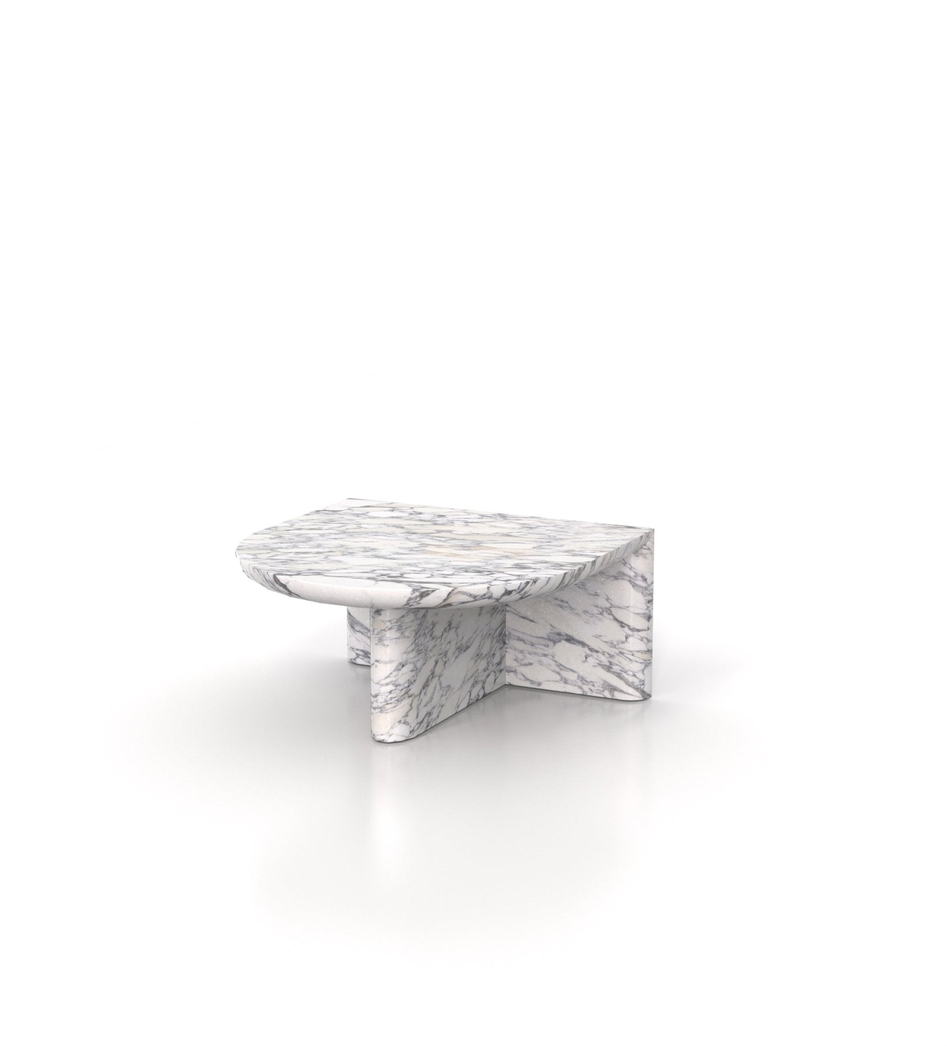 White Marble Achilles Coffee Table Semicircular - Front View | Stonegems