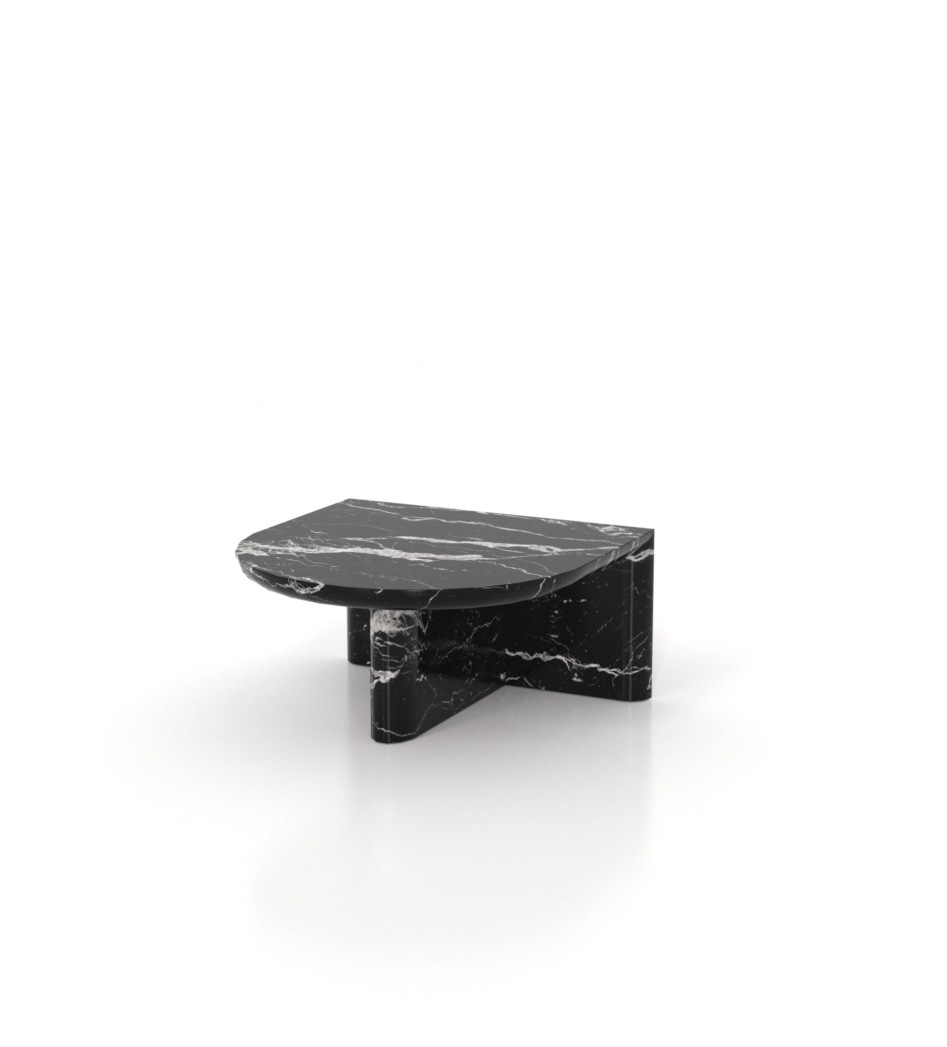 Semicircular Marble Stone Monolith Modern Coffee Table