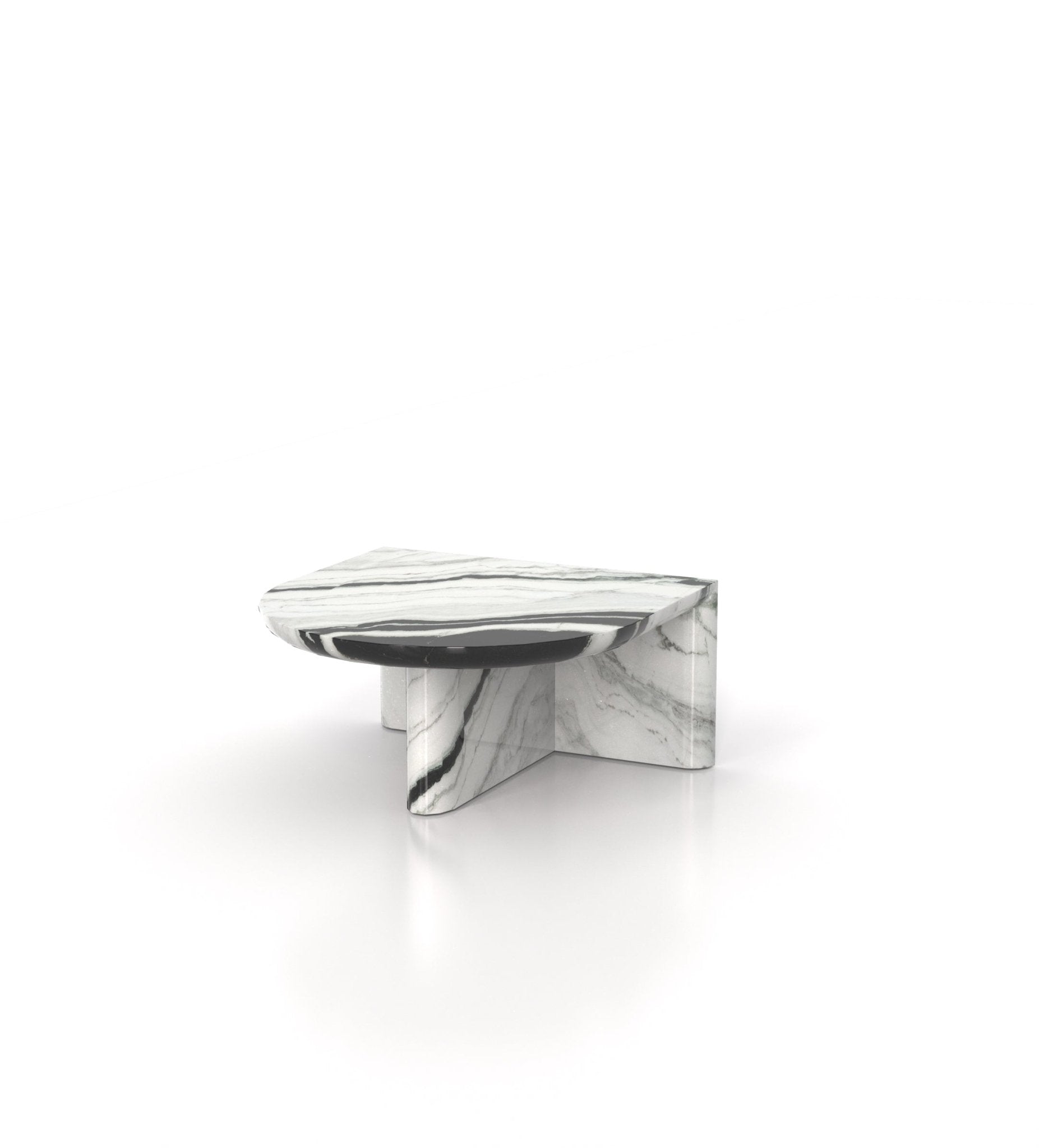 Semicircular Marble Stone Monolith Modern Coffee Table