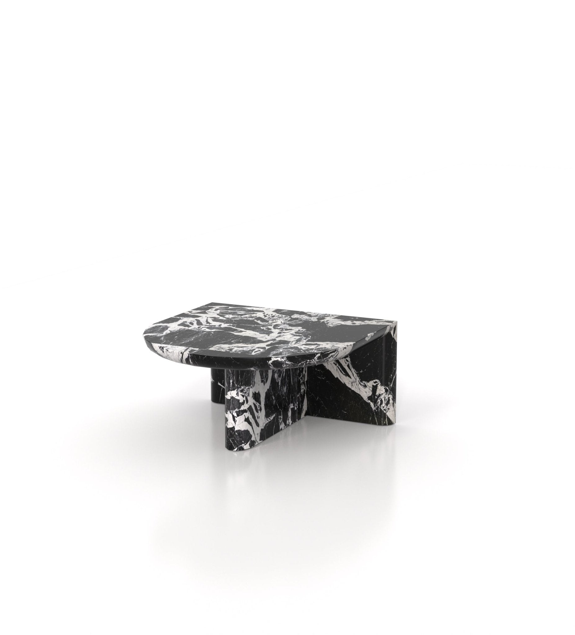Black Marble Semicircular Coffee Table Achilles - Side Angle | Stonegems